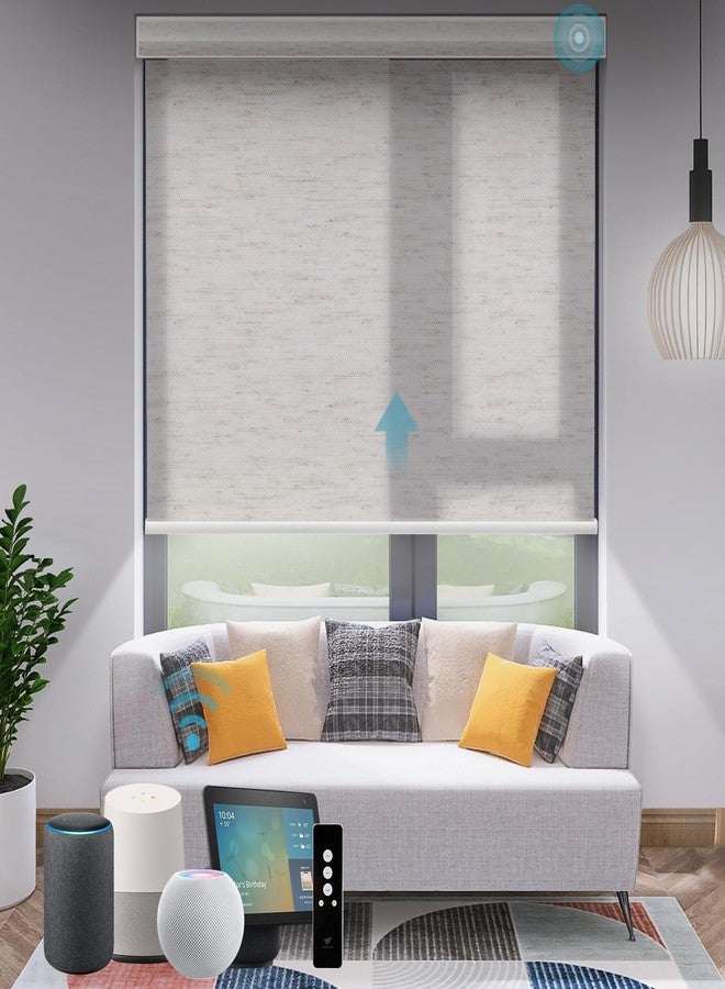 SmartWings Motorized Light Filtering Shades, Work with Matter Thread Apple Homekit, Alexa SmartThings Google, Cordless Window Shades with Remote Control, Rechargeable, Custom Size, Fabric Sample - Image 3